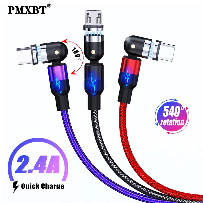 

Magnetic Cable lighting 540° Fast Charge Micro USB Cable Type C Magnet Charger 1M Braided Phone Cable For iPhone Xr Samsung Wire