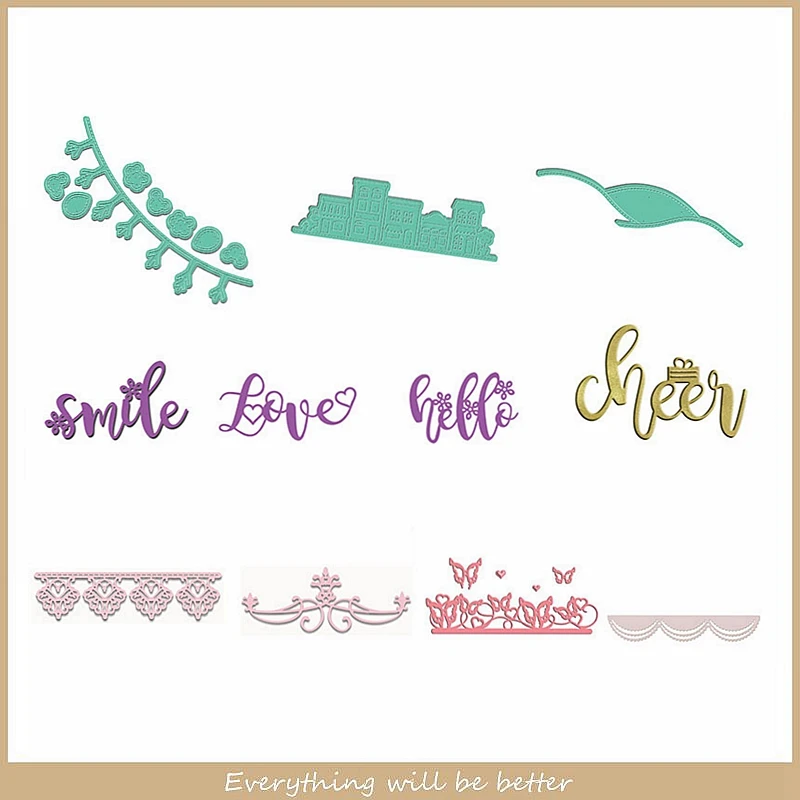 

Smile Love Hello Words Lace Flower Metal Cutting Dies for Scrapbooking Craft Die Cut Card Making Photo Album Embossing Stencil