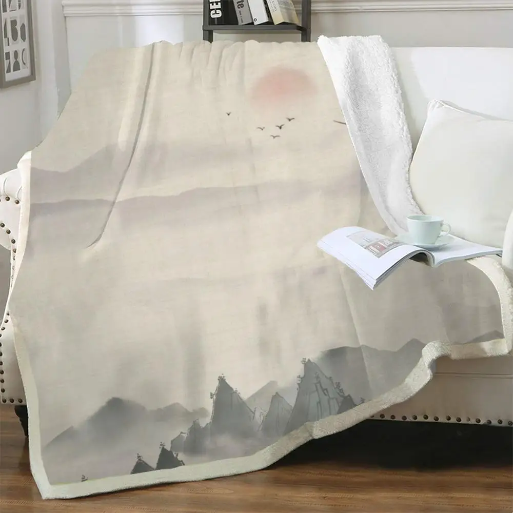 

Одеяло для кровати NKNK с рисунком детской живописи, пледы в стиле Харадзюку С 3D рисунком гор, винтажное одеяло из шерпы с животными
