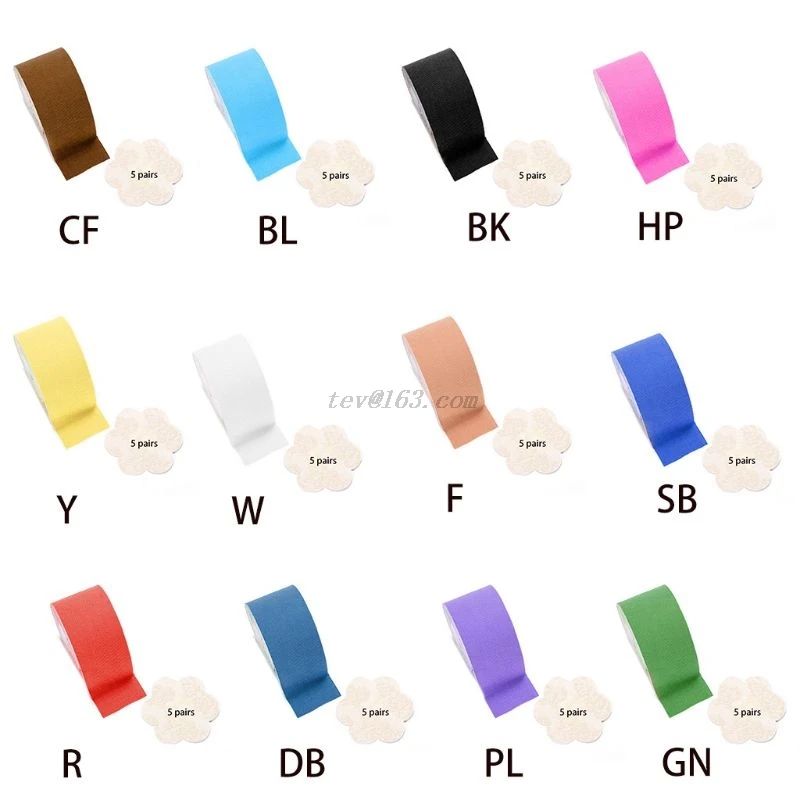 

5Pcs Women Breast Lift Boob Tape with Disposable Lace Nipple Cover Set Instant Push Up Sticker DIY Ribbon Invisible Adhesive Bra
