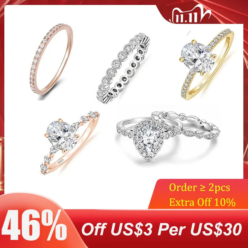 

925 Sterling Silver Ring Wedding Engagement Rings for Women Cubic Zirconia Wedding Band Lady Jewelry Accessorie
