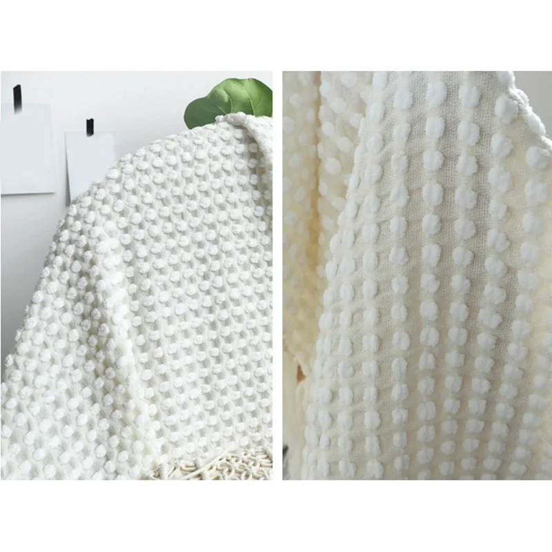 

White Blanket Chenille Knitted Blanket Casual Shawl Cover Blanket Sofa Blanket Bed Tail Blanket