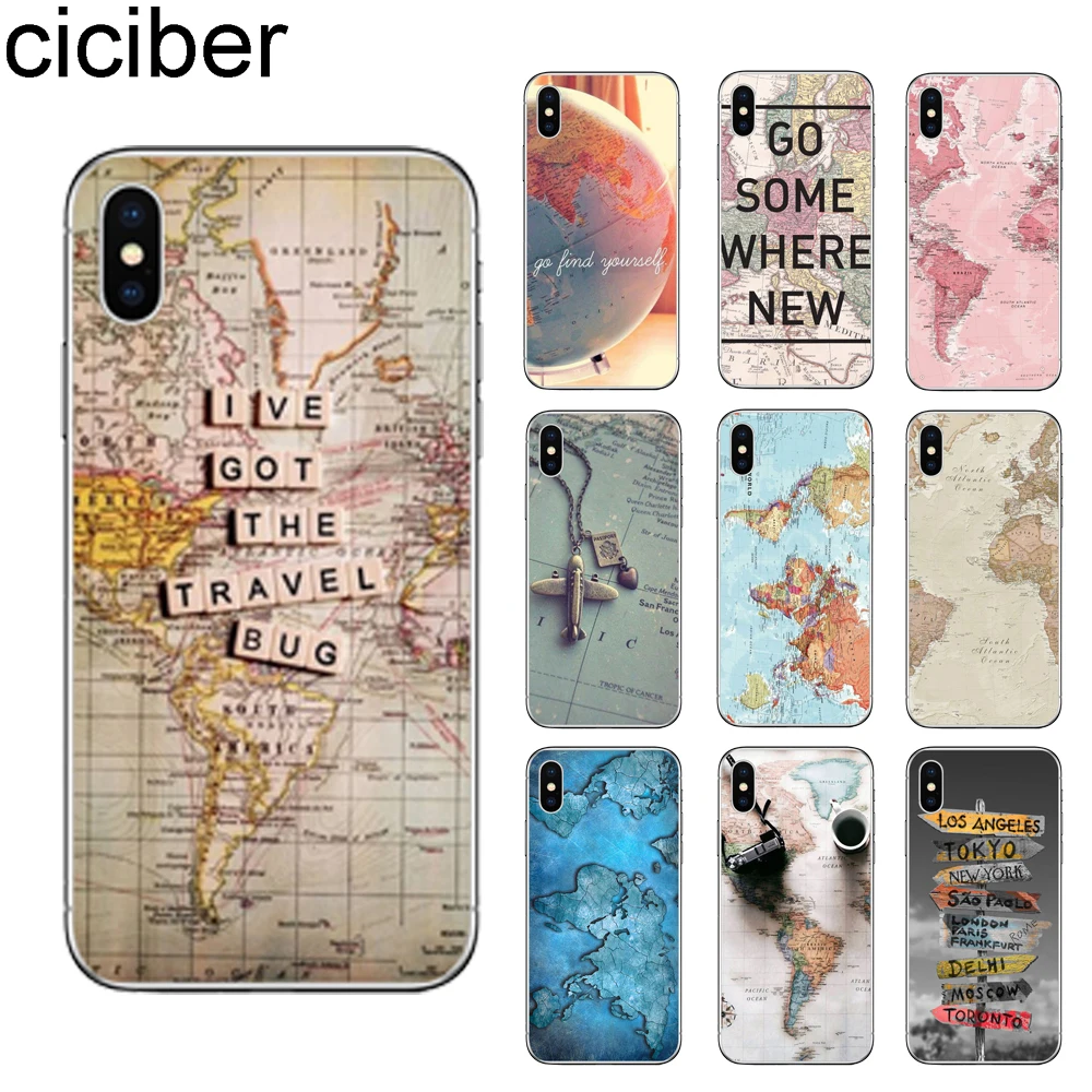Чехол ciciber для iPhone 7 8 6 6S Plus мягкий чехол из ТПУ с изображением карты мира SE X XR XS Max