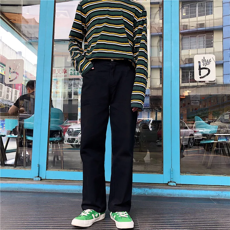 

ZCSMLL 2021 new Korean casual overalls jeans loose men and women solid color korean plus size wide-leg pants tide