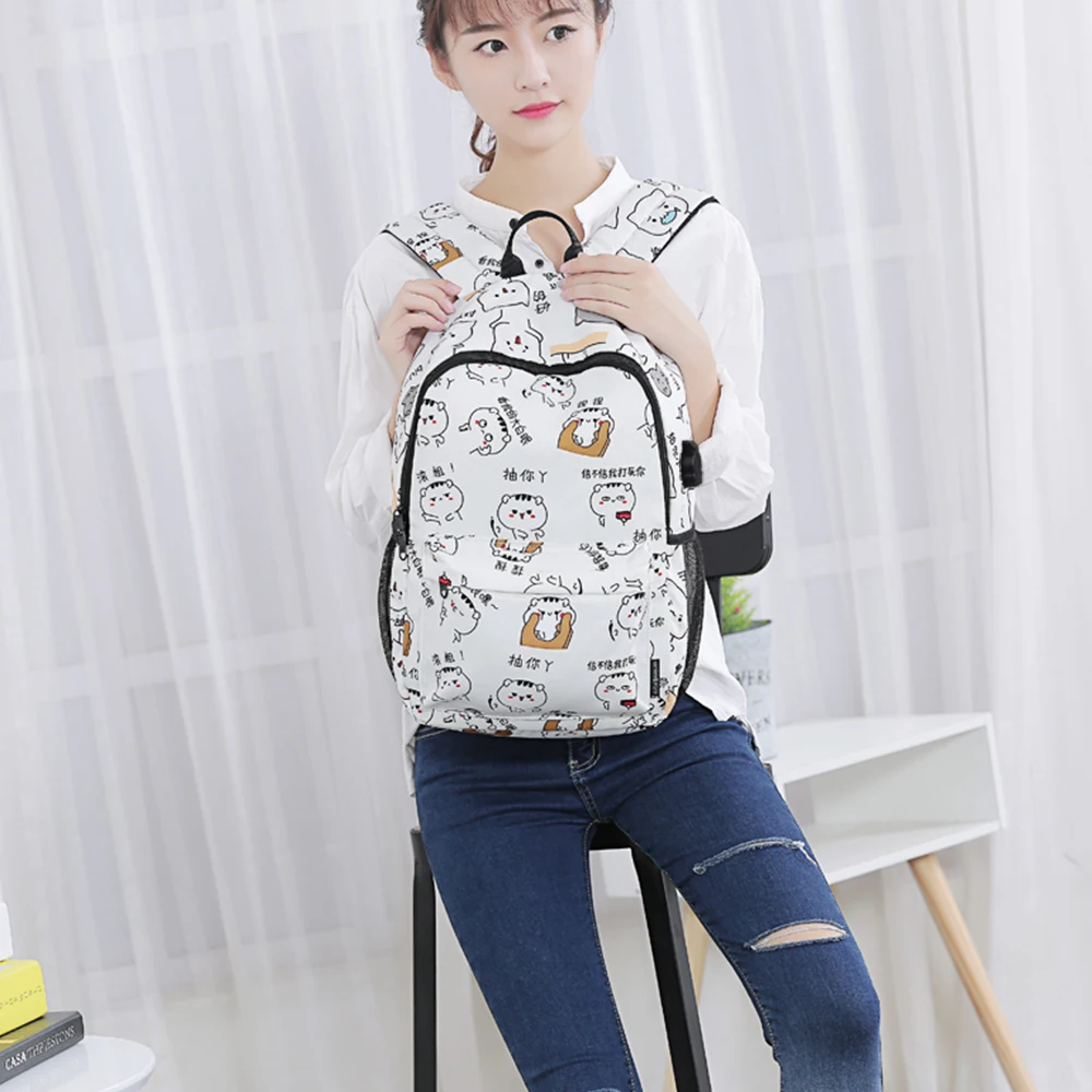 

New School Bags Girl schoolbag Female Laptop Backpack Backbag Children Backpacks Cute Cat School Backpack for Girls Bag Pack