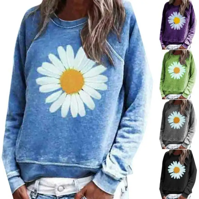 

Womens Long Sleeve Floral Print Ladies Casual Autumn Stretch Blouse Tops Outdoor