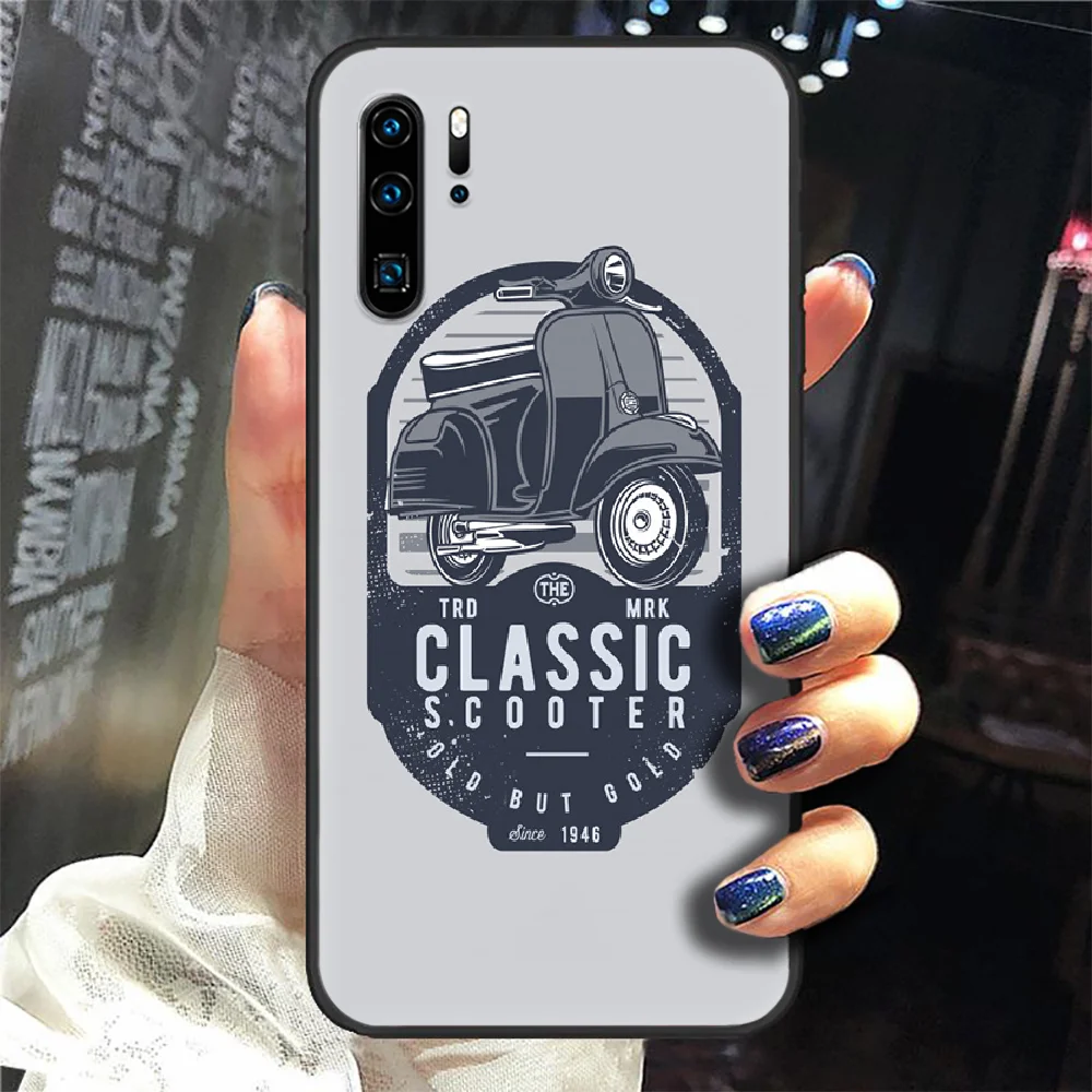 

Vespa Scooter Phone Case For Huawei P Mate 10 20 30 40 Pro Lite Smart 2019 2021 black Back Silicone Coque Pretty Prime Painting