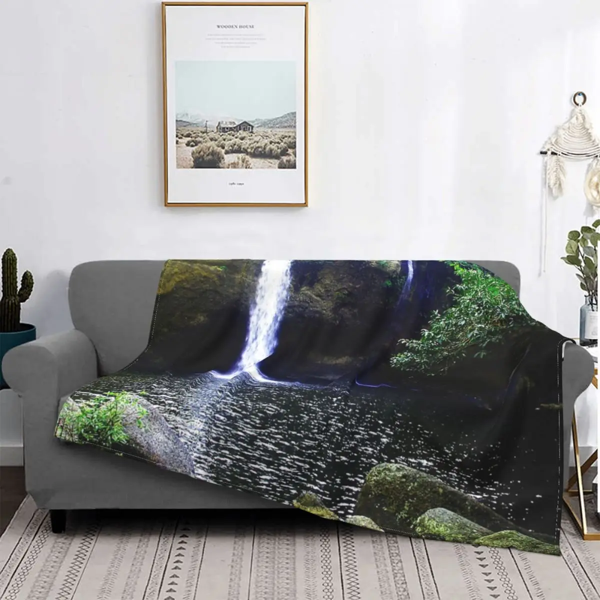 

Manta de cascada a cuadros, colcha para cama, toalla de playa, manta doble a cuadros en el sofá