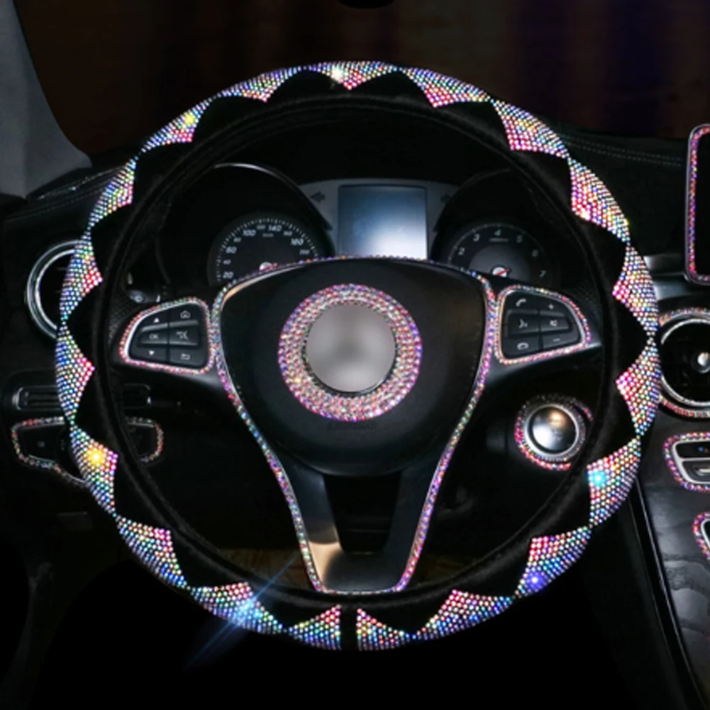 

Crystals Rhinestone Car Seat Belt Cover Seat Shoulder Cushion Armrest Colorful Gear Cover Handbrake Cover Car Decoration