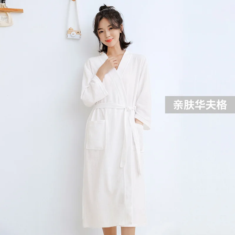 Couple's Nightgown Bathrobe Spring Autumn Thin Water Absorbing Men's Women's Gown Summer Morning Robe Home Clothes Sleepwear