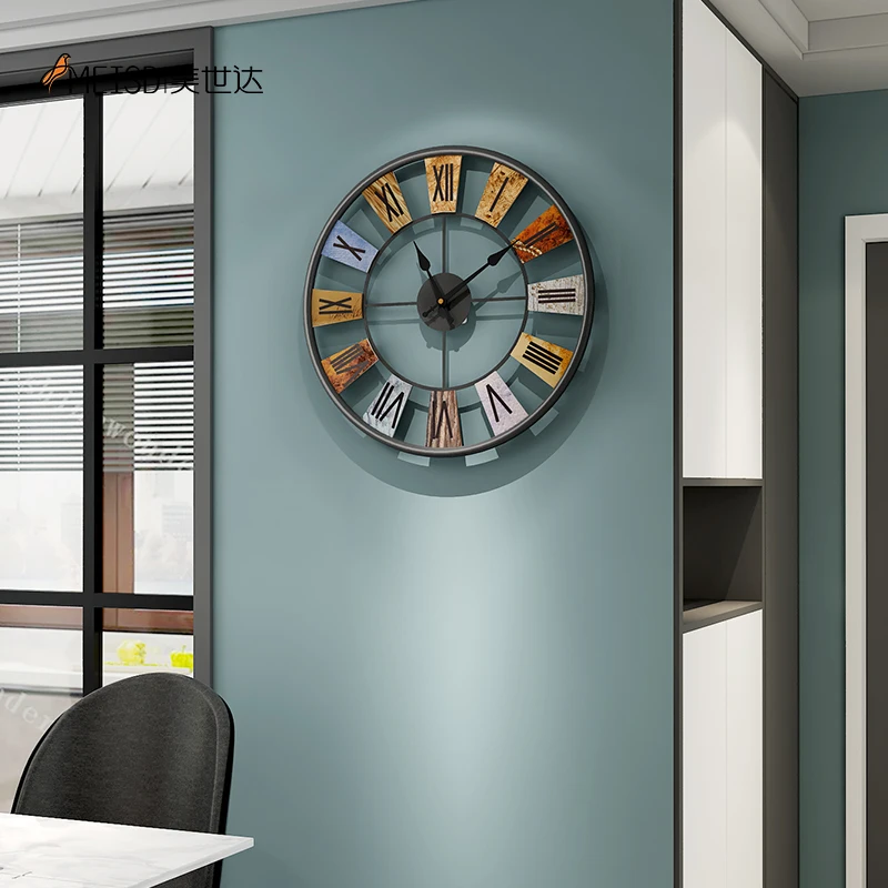 Скандинавские большие металлические настенные часы 3D в стиле ретро современном
