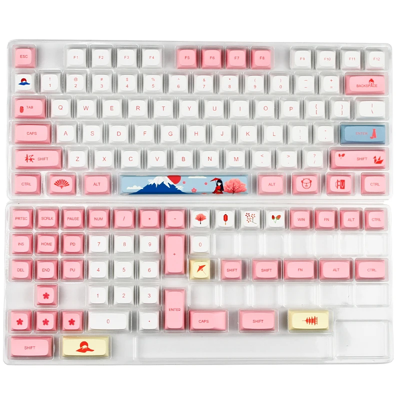 

124 Keys Fuji Mountain PBT Keycaps XDA Profile Five Sides Dye Sublimation for Gaming Mechanical Keyboard Key Caps Replacement