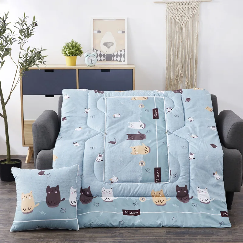 

2 in 1 Pillow Travel Blanket Cartoon Plush Thicken Filled PP Cotton Pillow Fold Air Conditioner Quilt Car Home Sofa Decoration