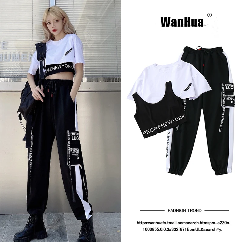 

2 Piece Woman Set High Waist Sports Suit Loose Feet Overalls Suit Women's Summer Suit Casual Fashion Suits Sexy Outfit Woman Set