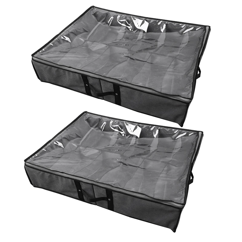 

Under Bed Shoe Storage Organizer Set Of 2,Shoes Storage Solution With Clear Window, Breathable,Foldable Shoes Storage