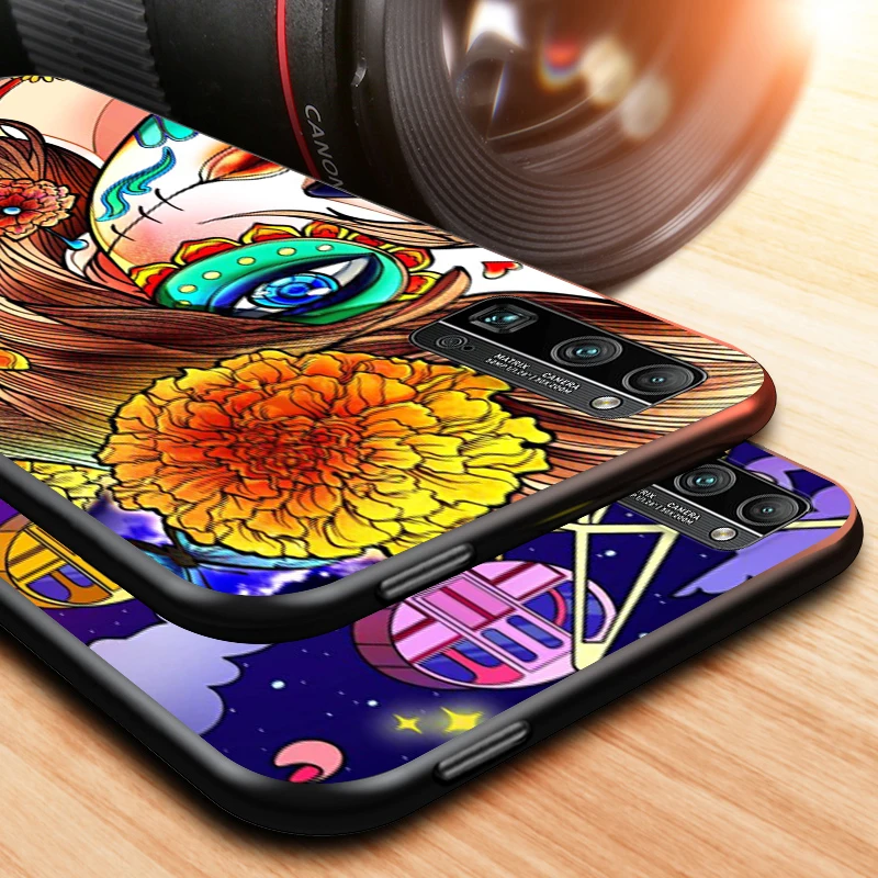 

Fantisy Flower Color for Honor V30 30 30S 30i View 20 20S 20i 20E V20 Lite Pro Plus Black Phone Case