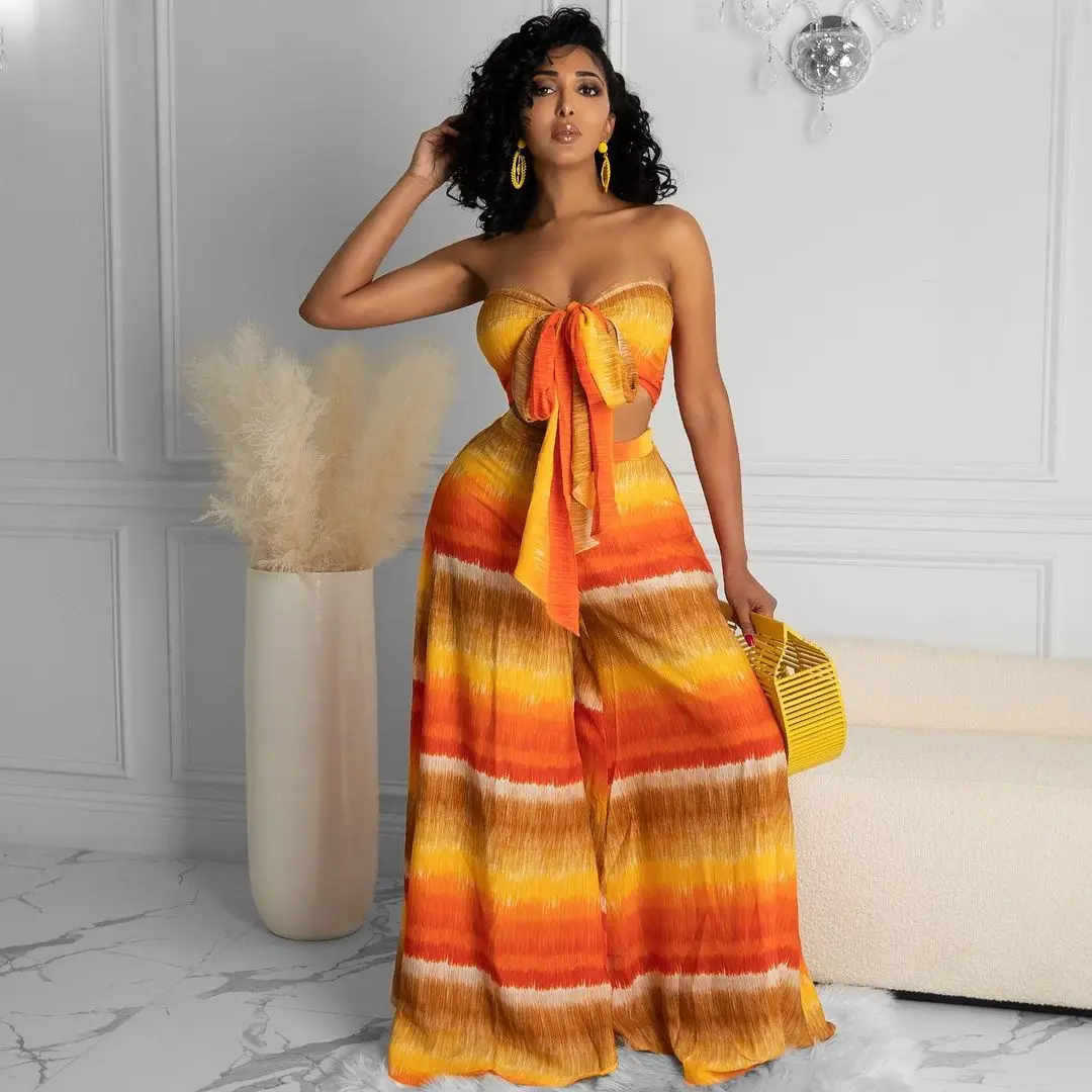 

Комплект из двух предметов с принтом в стиле бохо, пикантный бюстгальтер с бантом и трусики-топ и брюки с завязками, женская уличная одежда В...