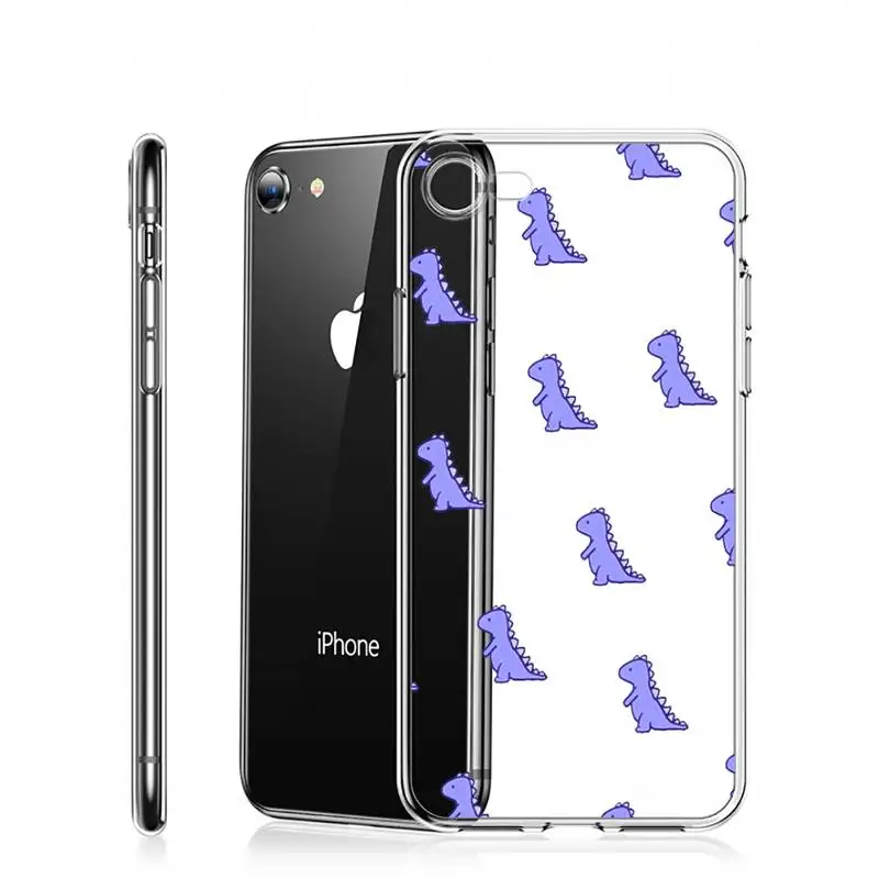 

Cute cartoon Little dinosaur Phone Case Transparent for iPhone 6 7 8 11 12 s mini pro X XS XR MAX Plus