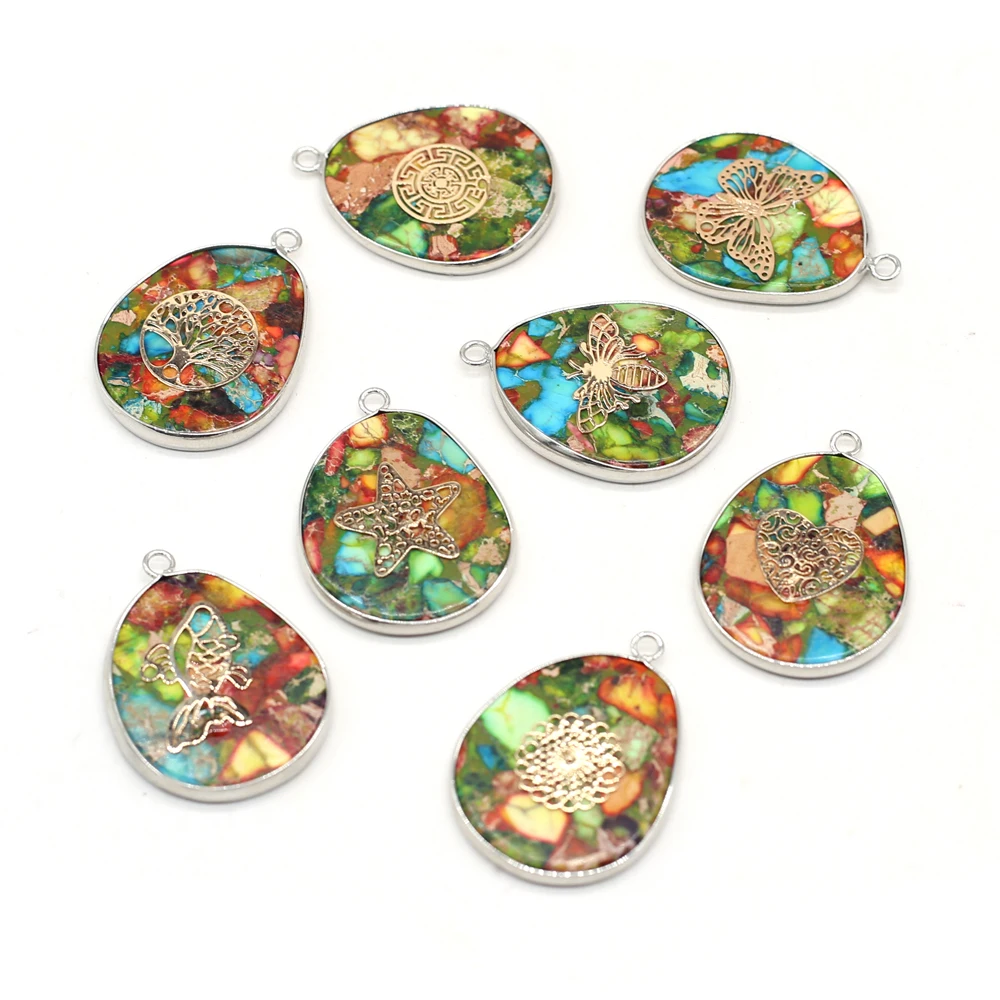 

Кулон из натурального камня в форме капли, Императорский камень, Красочный кулон для женщин, изготовление ювелирных изделий, ожерелья «сдел...