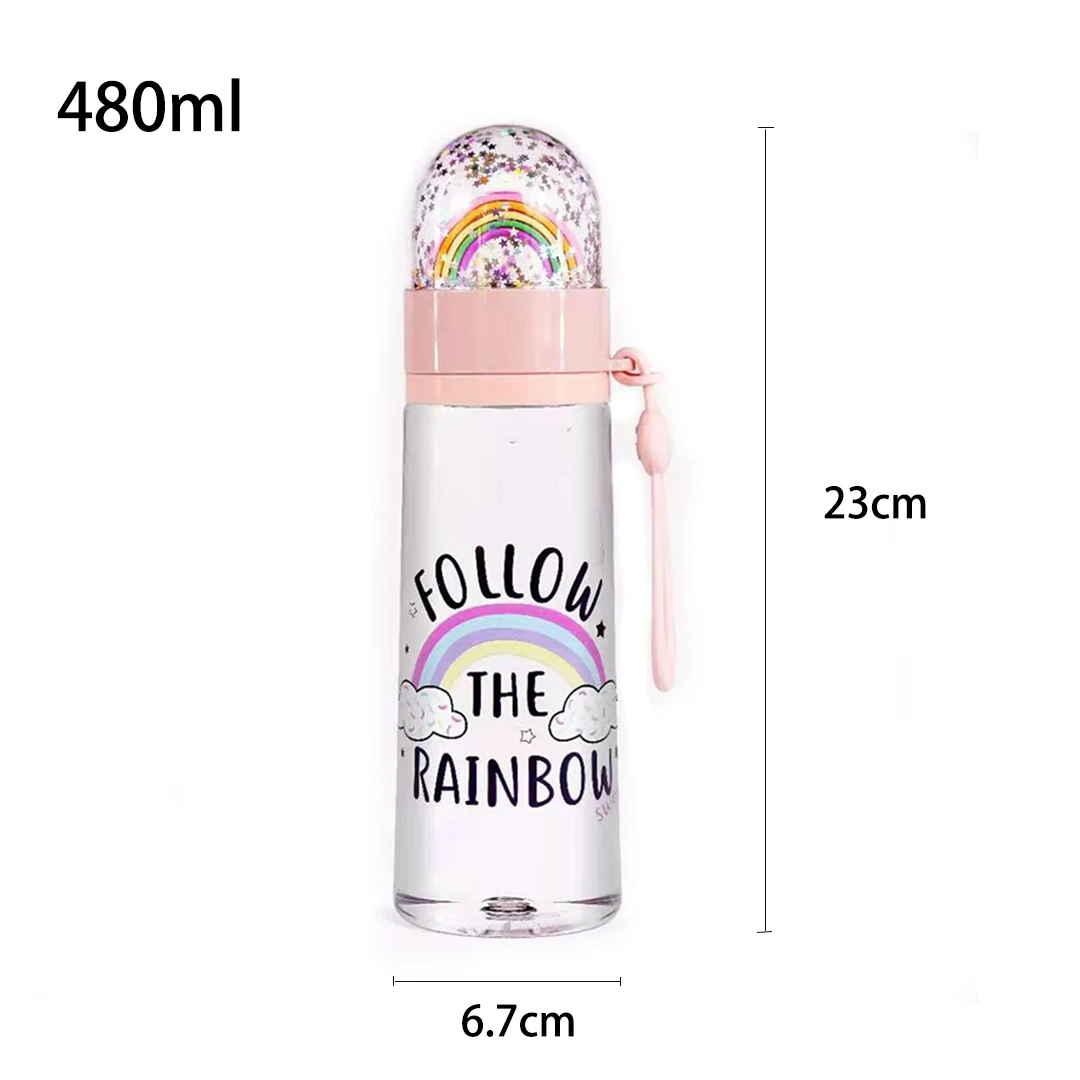 Water bottle cute unicorn creative micro landscape interesting design plastic water cup rainbow color girl portable | Дом и сад