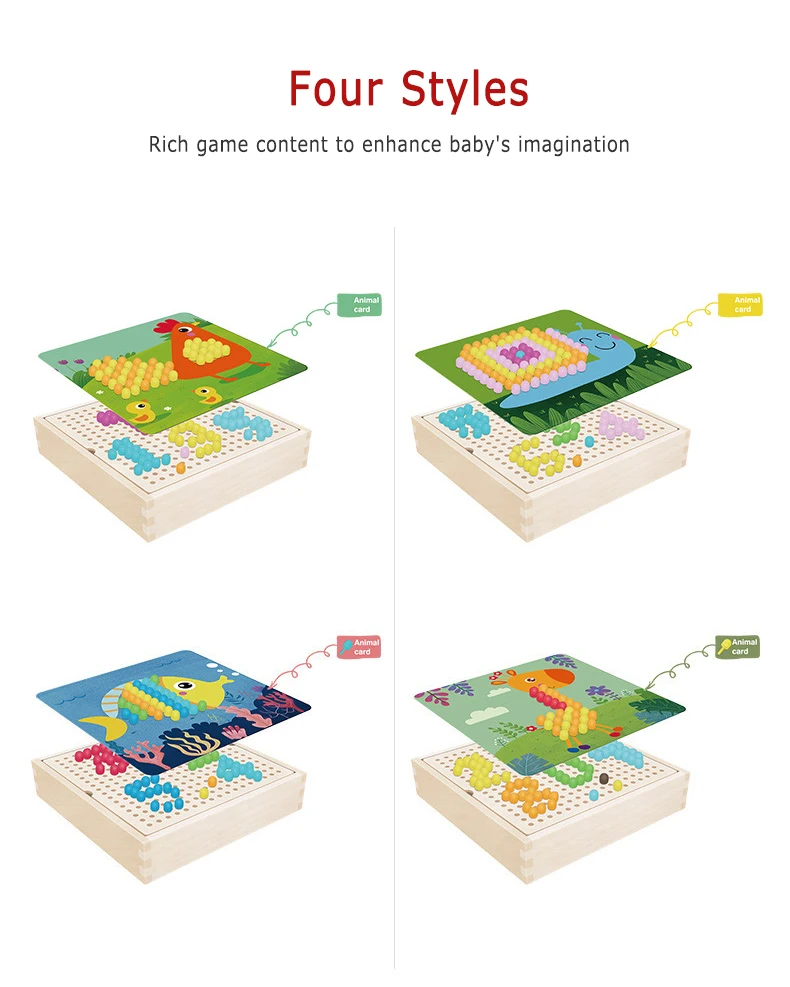 3D гриб ногтей умная головоломка игра деревянная коробка для хранения доски Дети