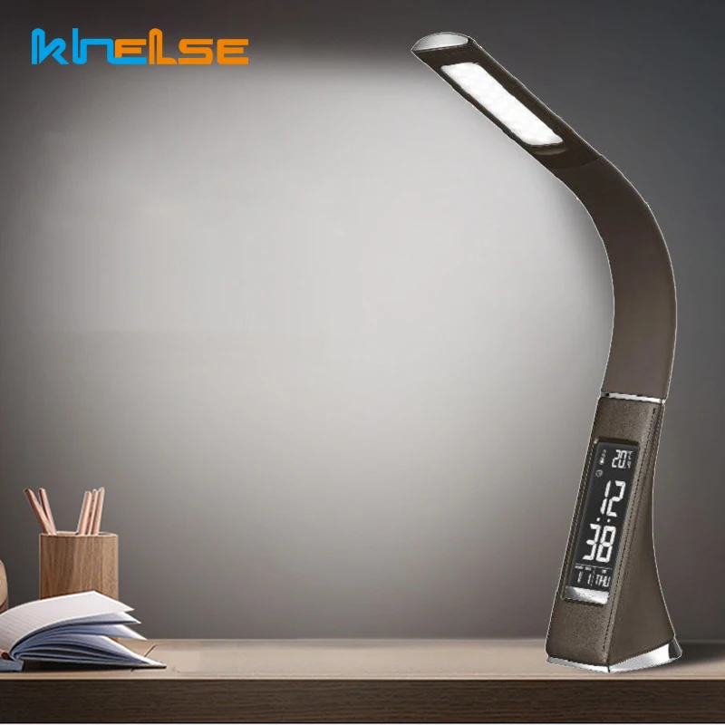 Черная коричневая современная кожаная офисная настольная лампа светодиодный с