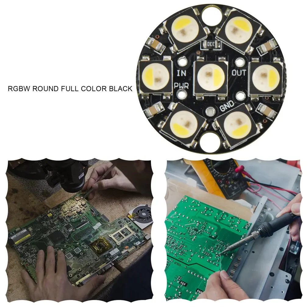 

7-bit SK6812 RGBW Round Full Color Ring LEDs With Integrated Drivers Light Development Board Lamp Panel Module