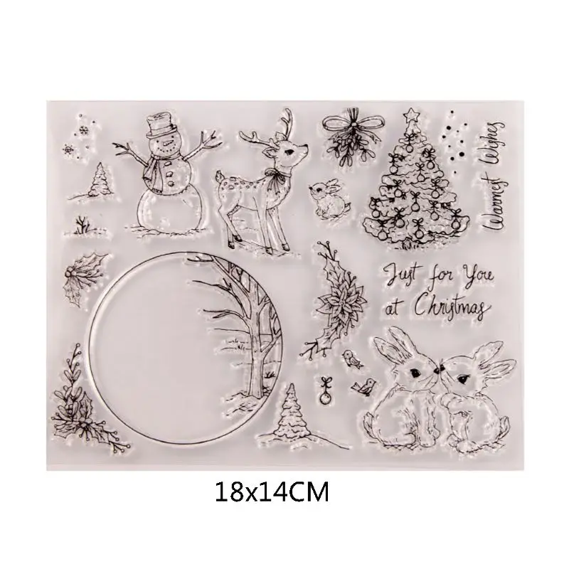 Рождественский штамп в виде кролика с вырезанными штампами набор трафаретов