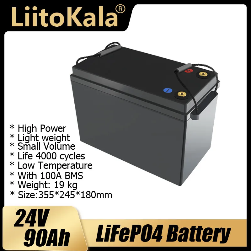 LiitoKala 24V 90Ah 80Ah 100Ah lifepo4 battery Power Batteries For 8S 29.2V RV Campers Golf Cart Off-Road Off-grid Solar Wind