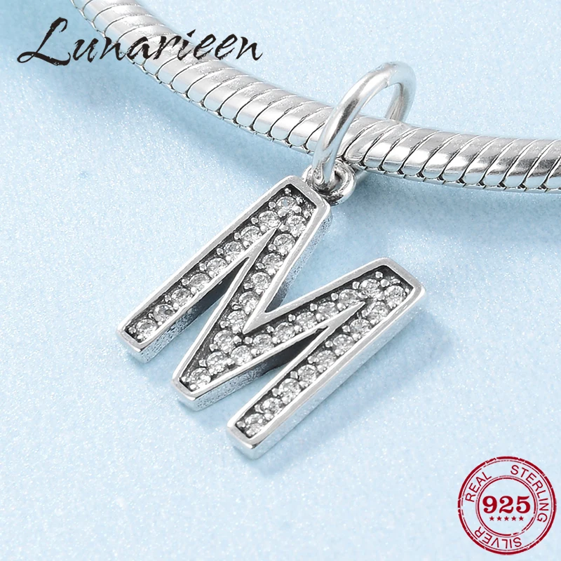 Новый 925 стерлингового серебра Полые бусины с буквой М модные женские аксессуары