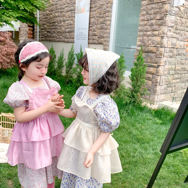 

Korean Short Sleeve Summer Dress Puff Sleeve Princess Dress Baby Kids Clothes Girls Fashion Toddler Girl Clothes Two-piece Set