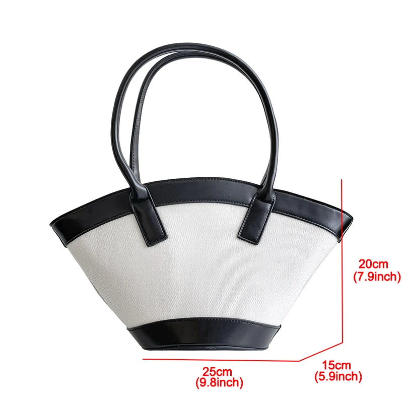 

Canvas And Leathers Splice Women Handbags Large Capacity Linen Women Shoulder bag Contrast Color Lady Hand Bags Big Shopper 2021