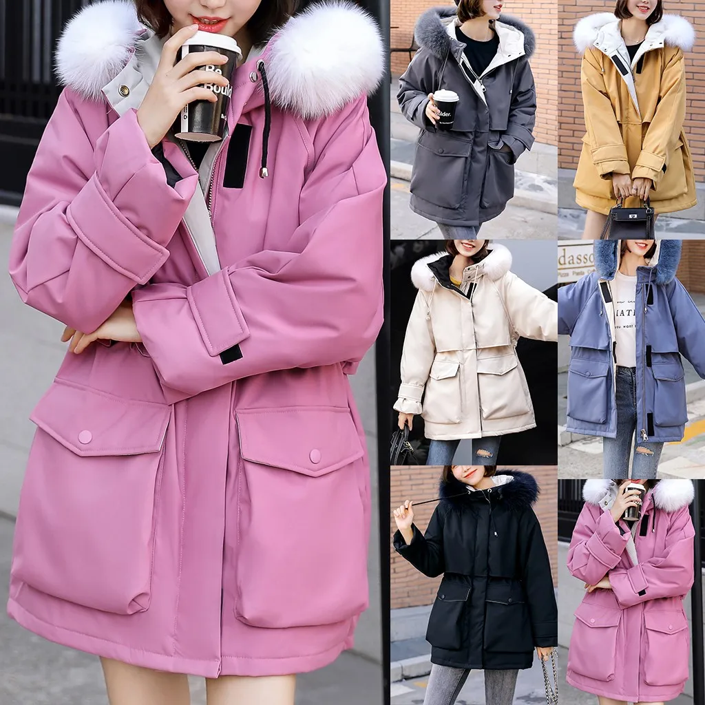 Новинка зимы 2019 модное приталенное женское длинное пуховое хлопковое пальто с