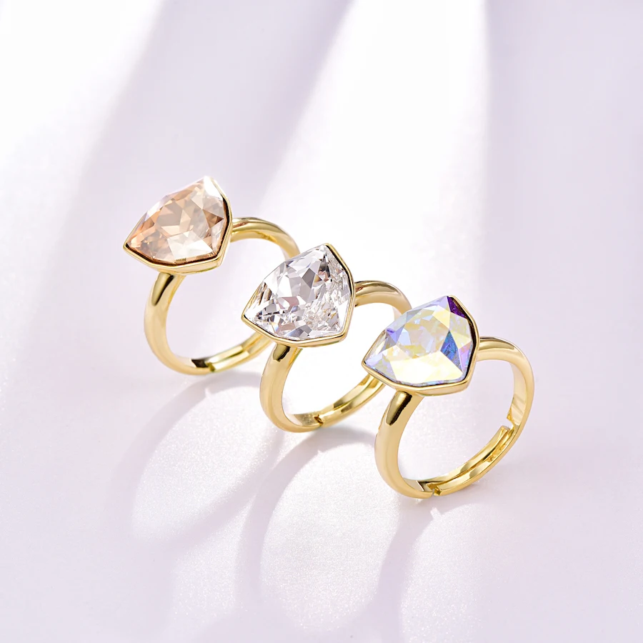 Открытые Кольца с кристаллами Сваровски для женщин роскошные элегантные кольца
