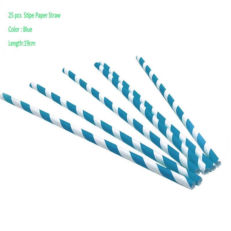 25pcs straws A2 Красочные бумажные стаканы в полоску и тарелки одноразовые трубочки салфетка на свадьбу День рождения, детский душ фестиваль столовая посуда все для праздника - Цвет: 25pcs straws A2