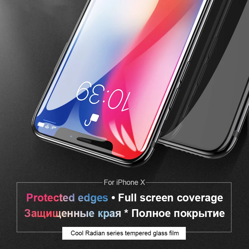 Rock полное клеевое закаленное стекло для iphone X XR защита экрана 9H Защитное Apple Xs Max S R
