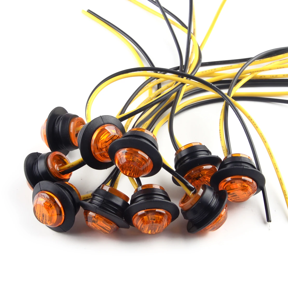 

10 шт./компл. Янтарный маленькие круглые боковые габаритные Световые индикаторы лампы кнопки 12V 3/4 "3 светодиодный для универсальных машин гру...