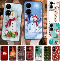 merry christmas phone case for huawei p50 p40 p30 p20 10 9 8 lite e pro plus black etui coque painting hoesjes comic fas