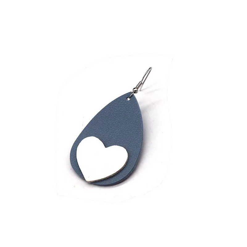 

2021 New Classic Leather Earrings PU Leather Heart Teardrop Earrings Jewelry Fashion Big Earrings Wholesale
