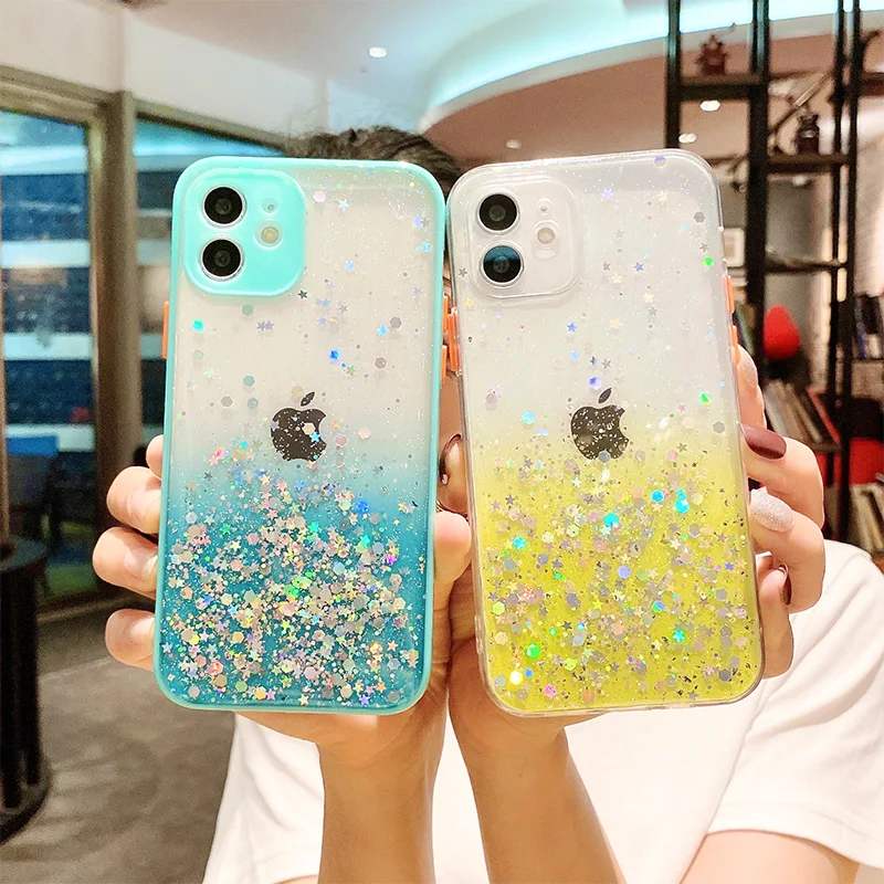 

Gradient Glitter Sequins Phone Case for Xiaomi Redmi Note 10 9 8 Pro 9T 9S Soft Clear Cover for Redmi 9 K40 9T 8 9C 9A 8A 9AT