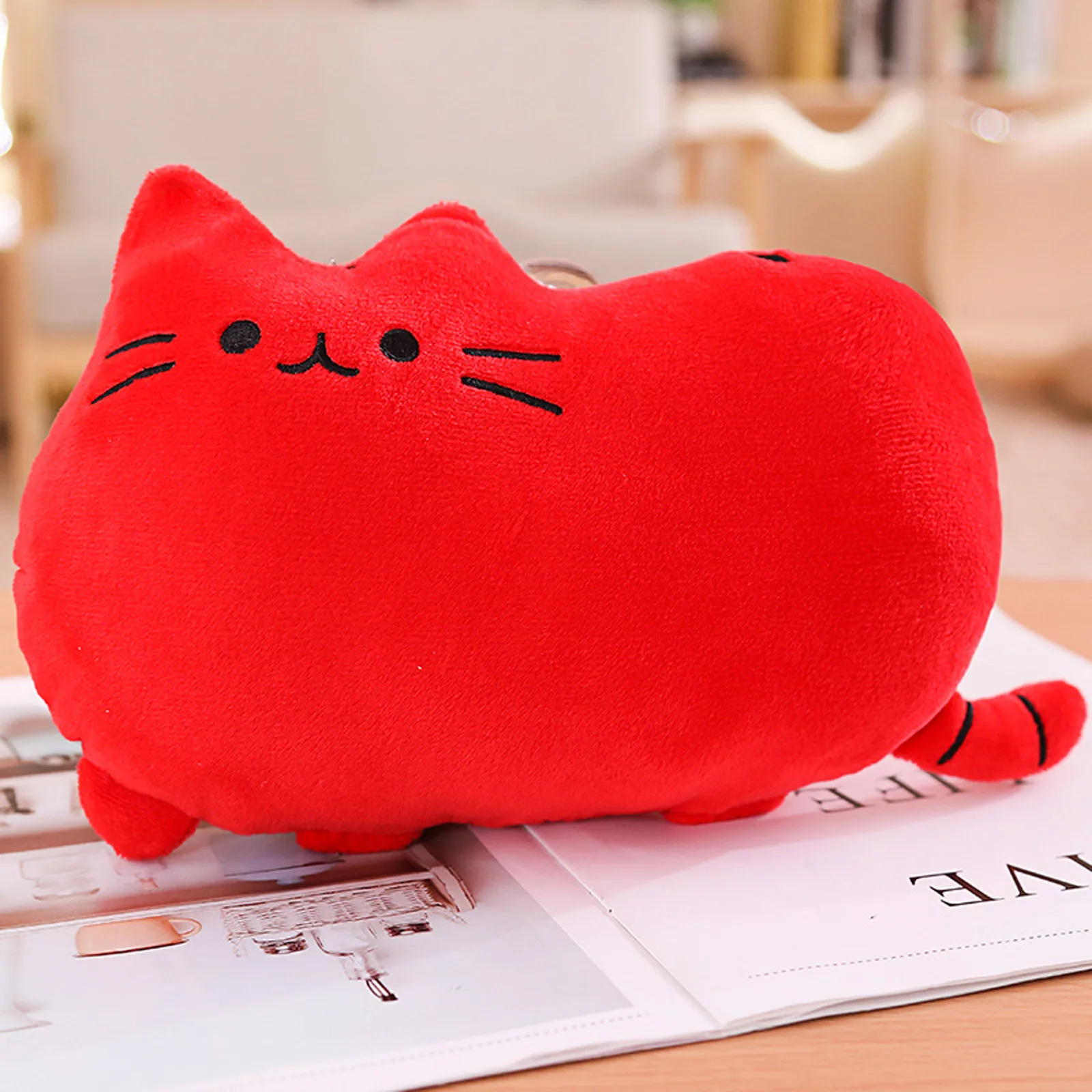 

Red Soft Plush Cute Cat Shape Pillow Cushion Bolster Sofa Toy Home Decor Solid Color Christmas gift Clear Outline And Lifelike