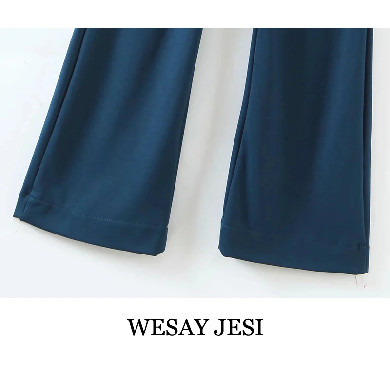

WESAY JESI 2021 Fashion Summer Pants For Women High Waist Vintage Solid Color Casual Chic Slim Fit Elastic Long Trousers Zipper