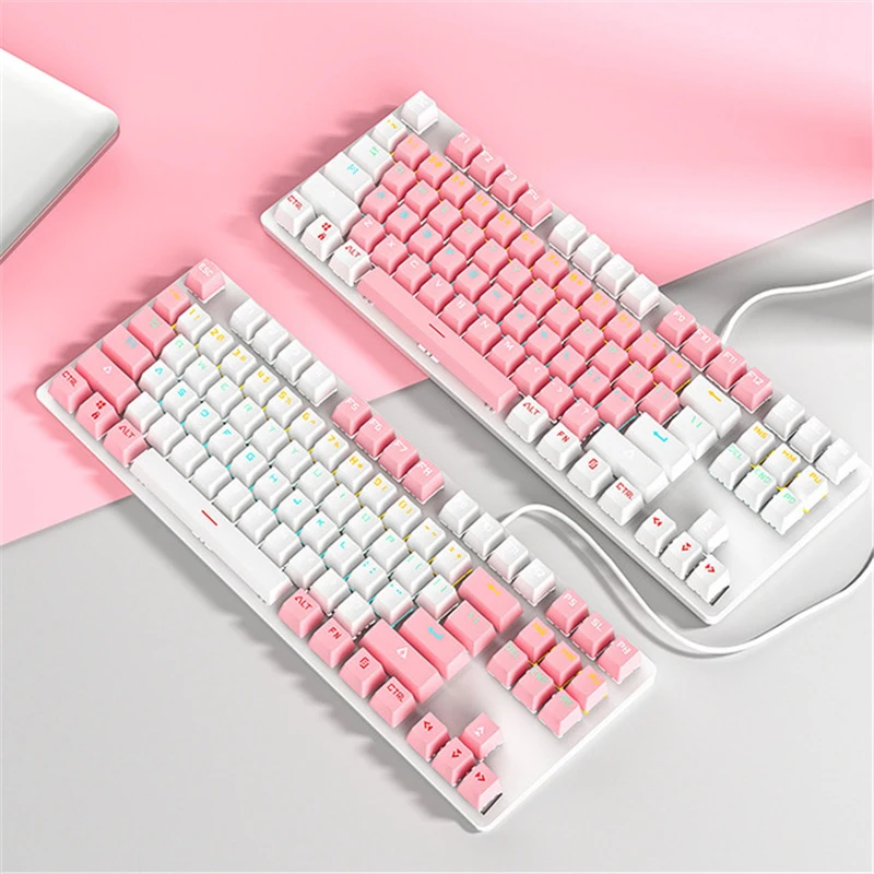 

Механическая клавиатура с RGB-подсветкой, проводная игровая клавиатура для офиса, многофункциональная игровая клавиатура с 87 клавишами