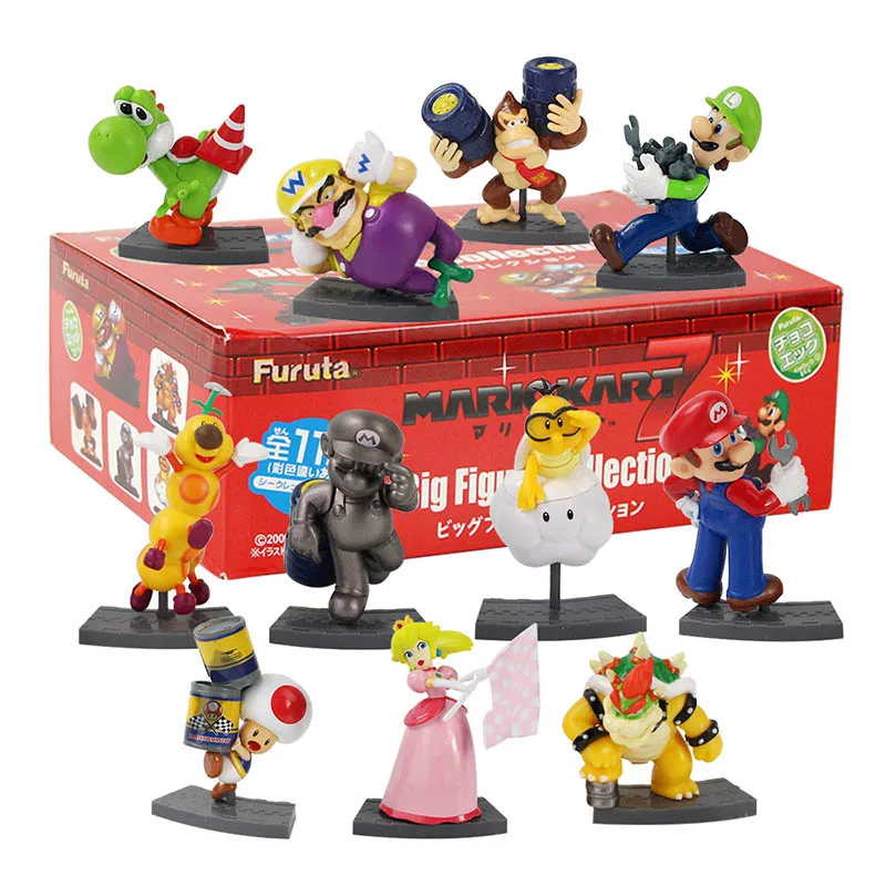 11pcs with box 11 шт./лот 8 см Super Mario Bros персиковая жаба Марио Луиджи Йоши Ослик Конг Боузер ПВХ фигурка куклы игрушки - Цвет: 11pcs with box