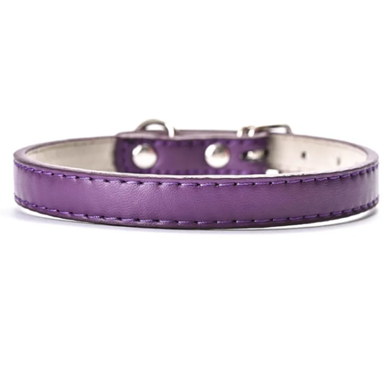 purple Ошейник из искусственной кожи на заказ для кошек, собак, щенков, прочный мягкий Регулируемый ремень с пряжкой для кошек, маленьких и средних собак, XXS, XS, s, m, l - Цвет: purple