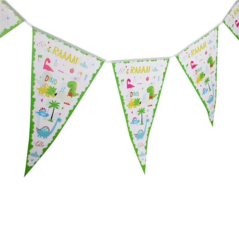 Banner 1pcs Тематическая посуда с динозавром, украшение для дня рождения, Детская тарелка, чашки, шляпы, скатерть, воздушный шар, флаг, соломинка, вечерние принадлежности для детского душа - Цвет: Banner 1pcs