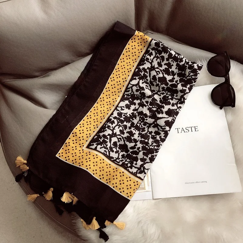 2021 модный шарф из вискозы с кисточками и цветочной цепочкой в Испании мягкие