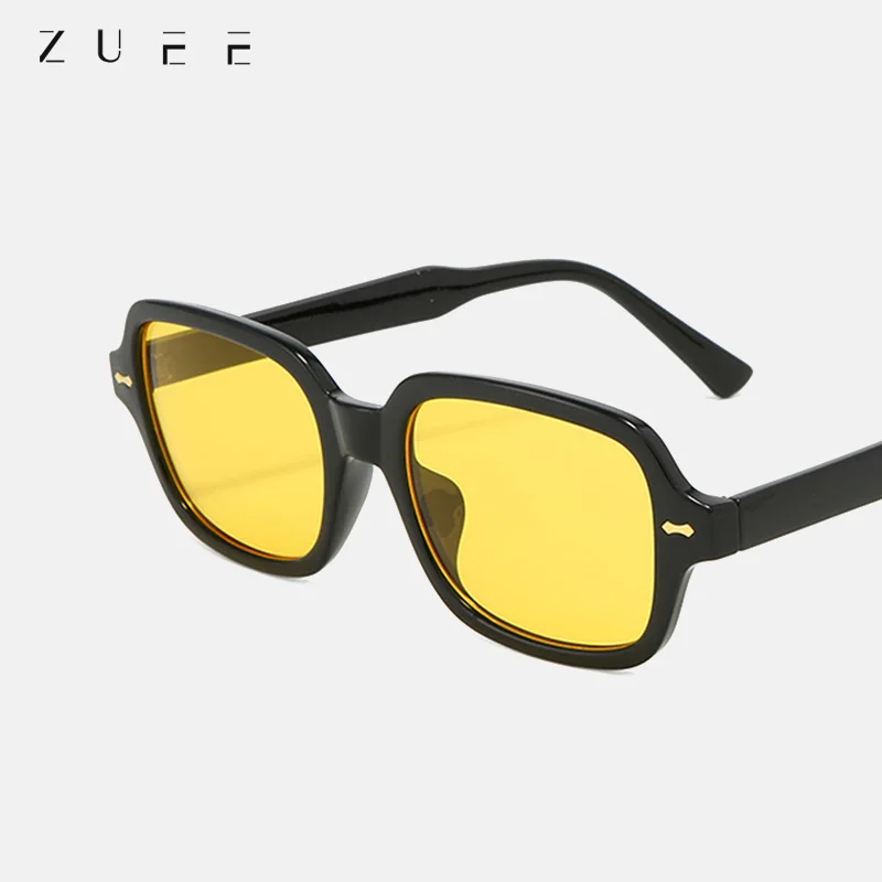 

Fashion Unisex Square Sunglasses Men Women Fashion Small Frame Yellow Sunglasses Female Retro Rivet Glasses UV400 O403