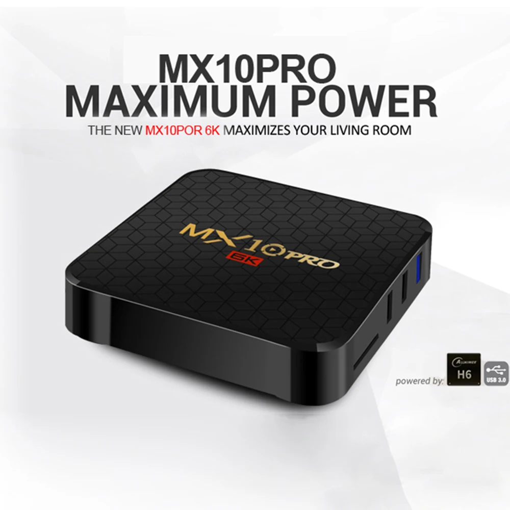 Android 9.0 TV Box MX10 PRO 4GB RAM 64GB Wifi Allwinner H6 Core USB 3.0 6K Google Player Set Top |