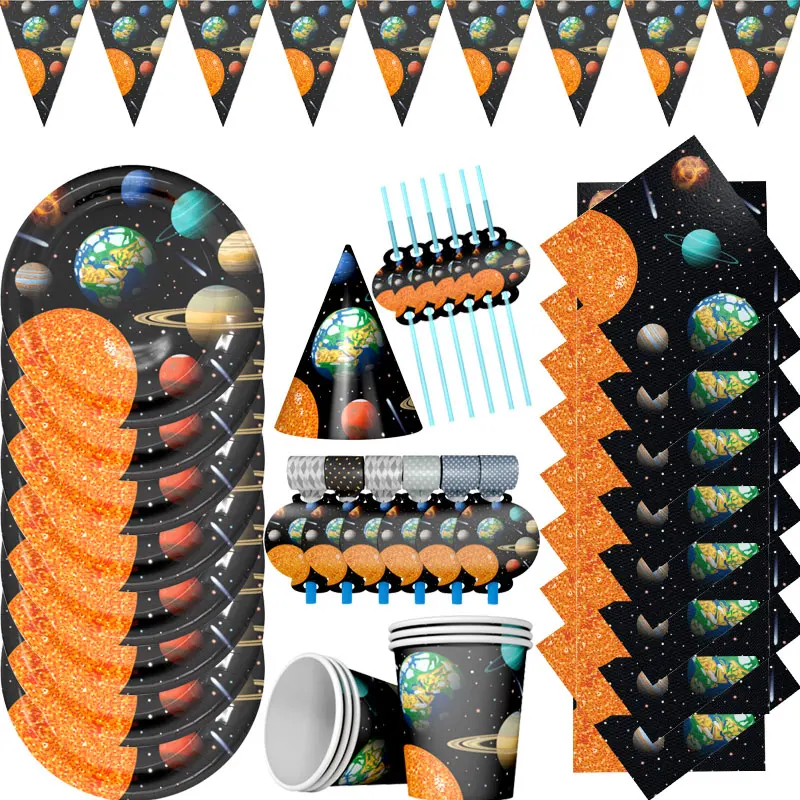 2020 космические вечерние украшения поставка Лидер продаж одноразовые пластины